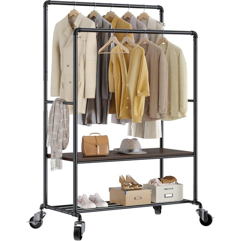 GREENSTELL Clothes Rack with Shelves, 39 Inch Garment Rack, 400lb Load Capacity, Sturdy Clothing Rack for Hanging Clothes
