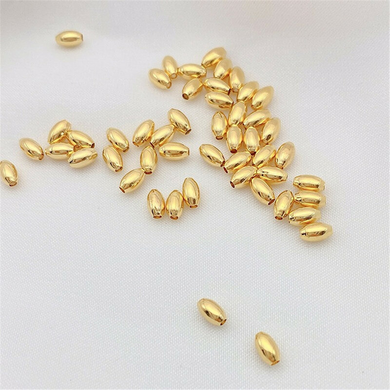 18K manik-manik Millet isi emas manik-manik barel manik-manik longgar buatan tangan DIY manik-manik gelang kalung bahan perhiasan L164