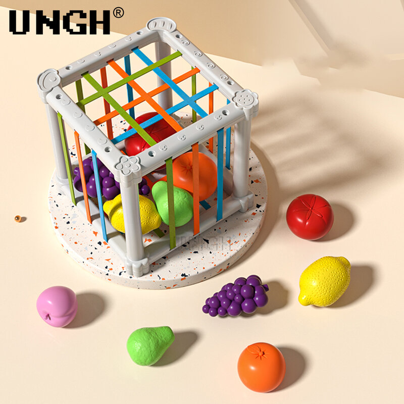 UNGH-Montessori brinquedos educativos para crianças, blocos coloridos, forma de frutas e vegetais, corte, jogo de classificação para bebê, crianças