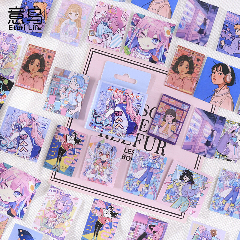 Autocollants de Scrapbooking Washi Kawaii de Style japonais pour fille, décalcomanies pour journal intime, Scrapbook pour enfant, bricolage, Album d'art artisanal, 46 pièces