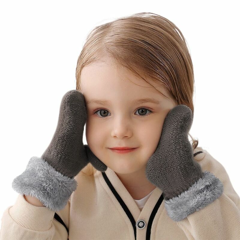 Guantes de punto de lana para bebé, niño y niña, mitones de dedo completo, cálidos, otoño e invierno, novedad