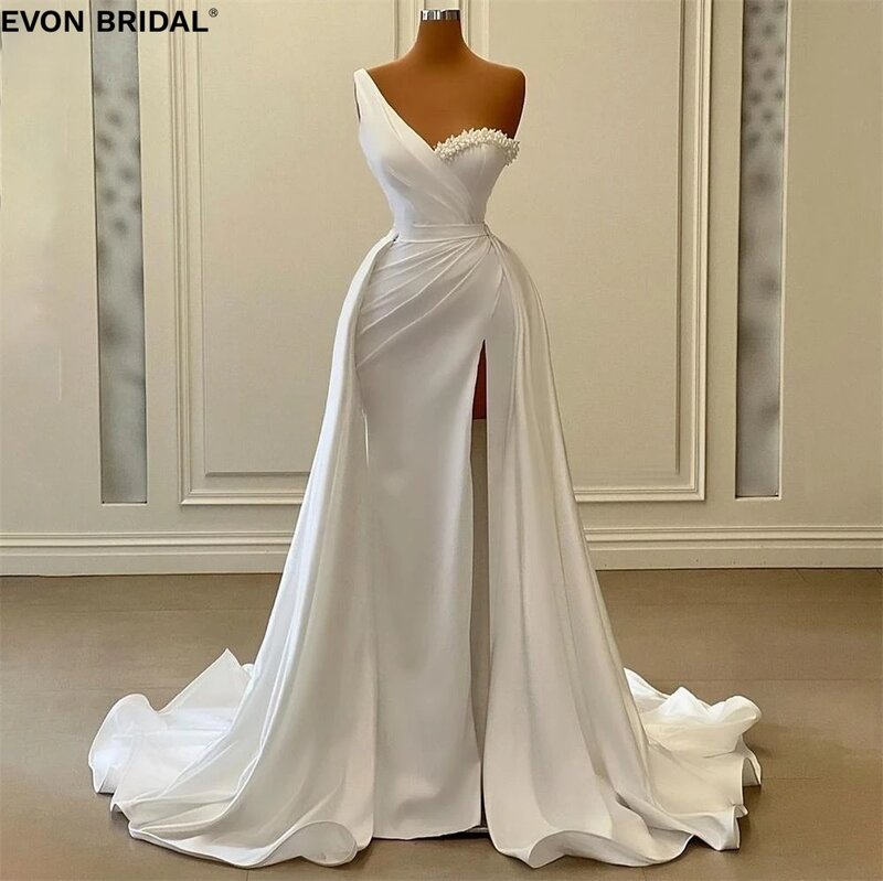 EVON BRIDAL-Vestidos de casamento simples para mulheres, modestos sem mangas, até o chão, sereia sem costas, vestidos de baile