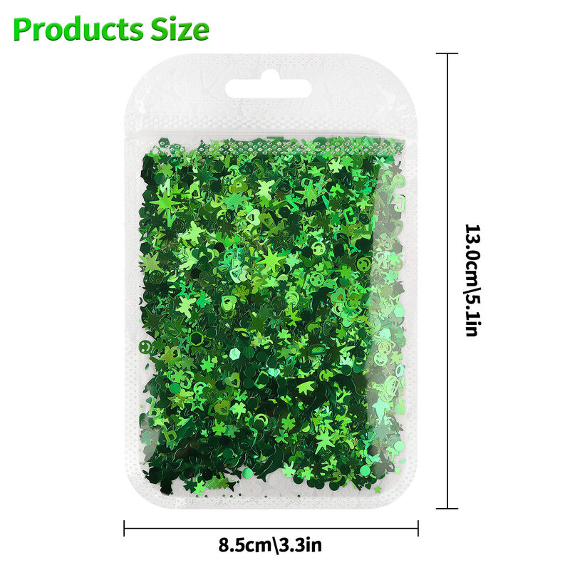 10กรัม/ถุงฤดูร้อนฤดูใบไม้ผลิสีเขียว Shape Glitter Four Leaf Sequins เลเซอร์ Flakes DIY เล็บ Holographic Glitter เล็บอุปกรณ์ศิลปะ