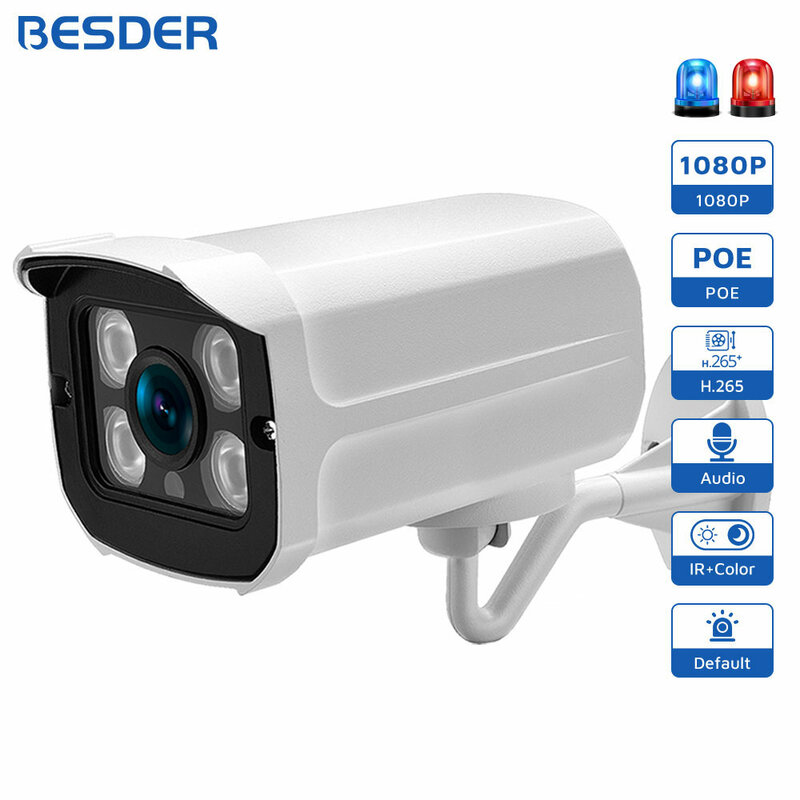 BESDER aluminium Metal wodoodporny typu Bullet zewnętrzna kamera IP 720P 960P 1080P kamera bezpieczeństwa CCTV 4 sztuk ARRAY IR LED kamera wideo IP
