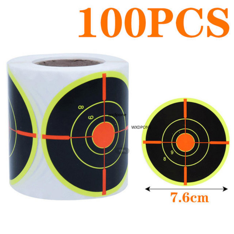 100 Sheet Sticker Targets Splatter Splash Amp Reactive Per Roll 7.50cm Self-Adhesive Colors Impact Shooting (Bullet Eye)