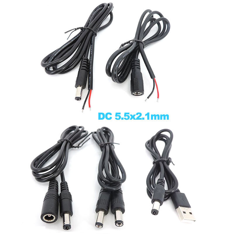2-polige Gleichstrom-USB 5,5x2,1mm Stecker Buchse zu Stecker Buchse Ladekabel Verlängerung kabel 5,5mm x 2,1mm Klinkenst ecker Kabel CCTV