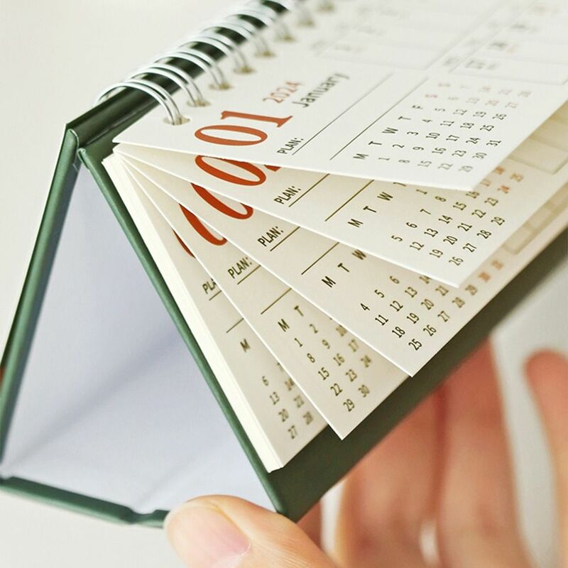 Calendario de escritorio con recordatorio de horario, organizador de Agenda anual con tapa de pie, indicador de fecha para hacer lista, 2024