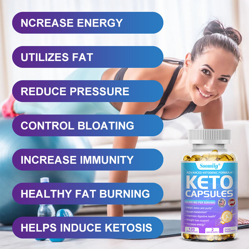 Kapsul Keto-membantu dengan berat sehat, kesehatan pencernaan, mendorong detoksifikasi, metabolisme & lemak sebagai bahan bakar untuk energi