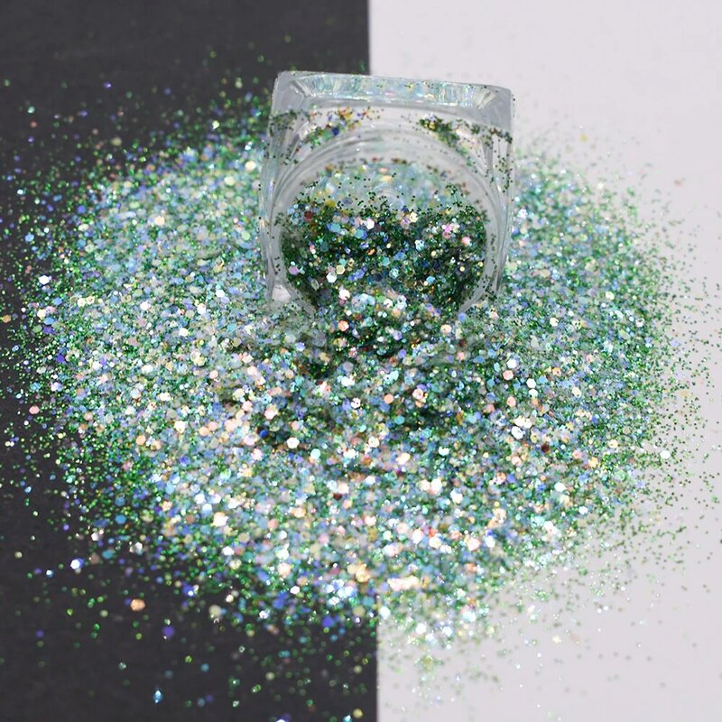 10 g/borsa 2023 all'ingrosso nuovo Glitter ad alta brillantezza cosmetico grosso Glitter misto per accessori per unghie natale