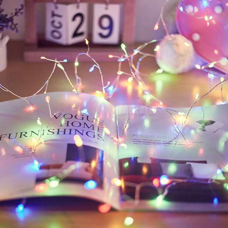 Tira de luces Led de alambre de cobre impermeable, súper brillante, decoración del hogar, adorno para dormitorio, decoración de fiesta de navidad