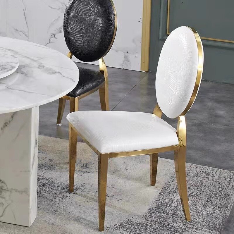 Stainless steel dining chair modern minimalist home chair fashion hotel living room dining table chair metal leather fabric