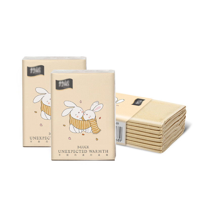 Pañuelo de papel portátil desechable, paquete pequeño, fibra de bambú, pulpa, 10 paquetes