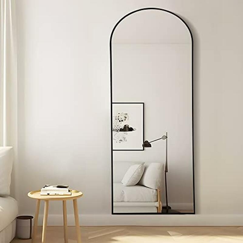 Arco cheio comprimento chão espelho, liga de alumínio, à prova de explosão vidro, design simples, elegante, sala de estar, quarto, casa, escritório
