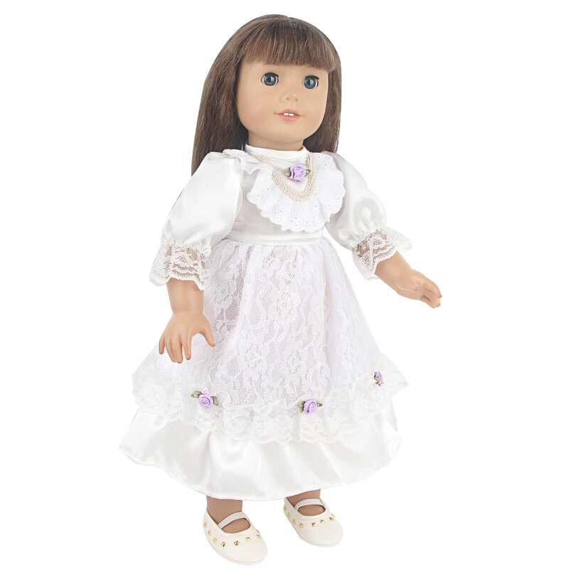 ชุดเดรสตุ๊กตาอเมริกัน18นิ้วกระโปรงเจ้าหญิงลายดอกกุหลาบผ้าลูกไม้สำหรับเด็กตัว Bron & OG ใหม่ขนาด43ซม. ของขวัญสำหรับตุ๊กตาเด็กผู้หญิงชาวรัสเซีย