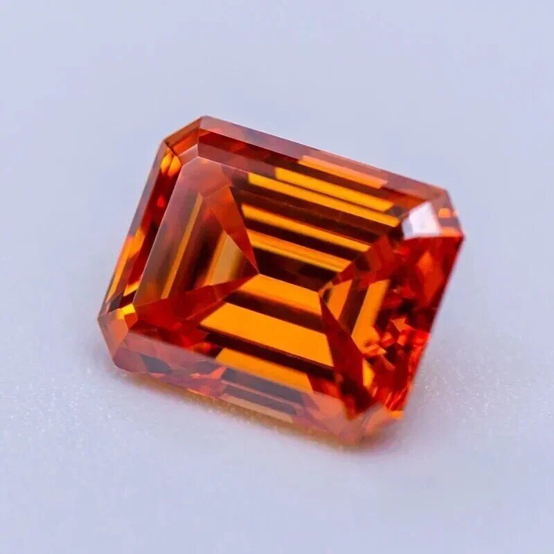 Pietra Moissanite colore arancione taglio smeraldo Lab Grown Diamond Charms anello collana orecchini materiali principali con certificato GRA