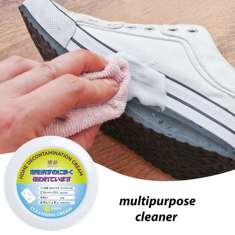 Crema de descontaminación para zapatos, pasta sólida con esponja, limpiador de manchas, color amarillo, 260g