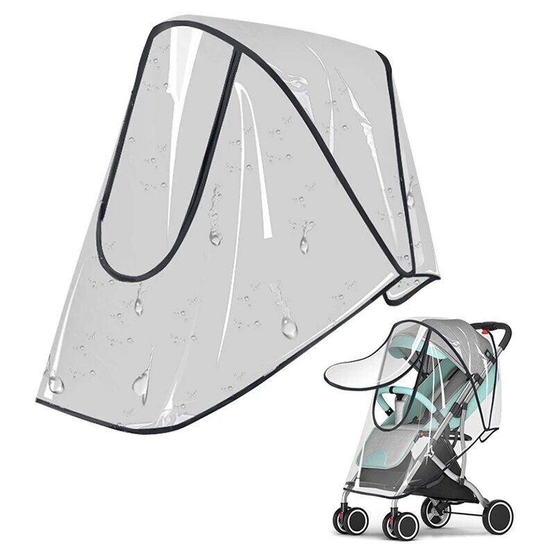 Universal Stroller Rain Cover, Tempo para carro do bebê, Vento Escudo Solar, Transparente, Carrinho Respirável, Capa De Chuva Guarda-chuva, Acessórios