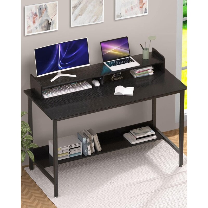 선반이 있는 컴퓨터 책상, 43 인치 게임용 글쓰기 책상, 스터디 PC 테이블 워크스테이션, 홈 오피스용 보관함 포함