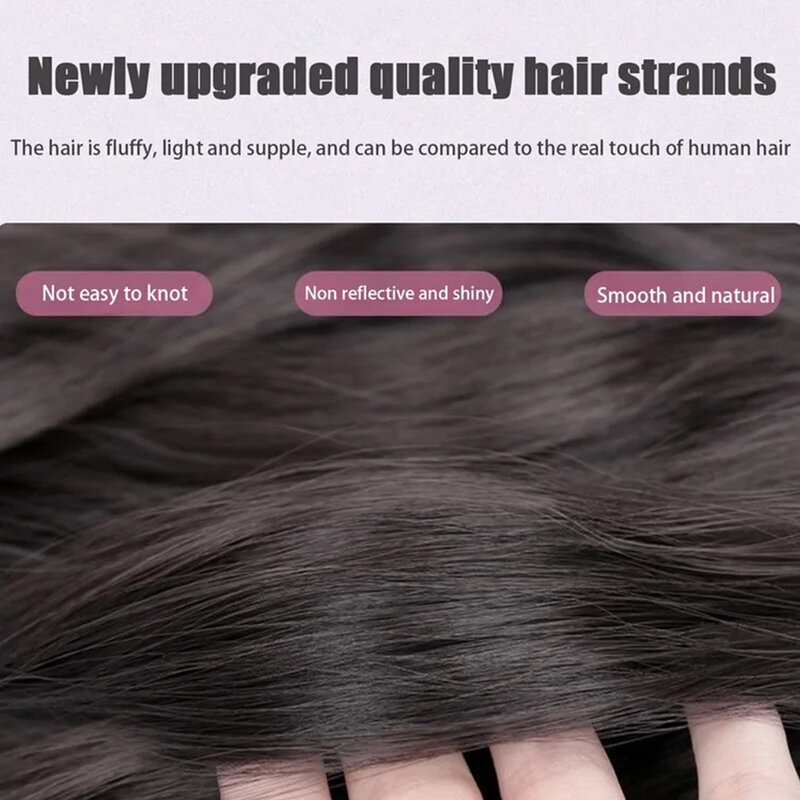 Hiasan rambut sintetis klip dalam ekstensi rambut 3 bagian/Set rambut keriting gelombang dalam tak terlihat untuk pakaian sehari-hari wanita