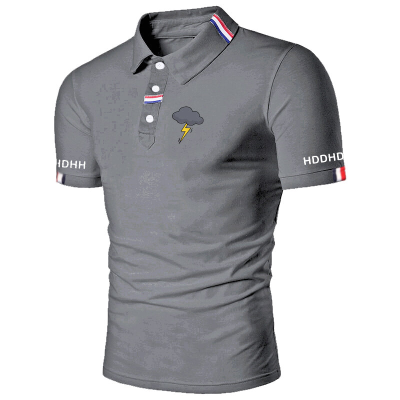 Hddhdhh Merk Print Heren Poloshirt Met Korte Mouwen T-Shirt Dagelijks Tops Basic Streetwear Golfshirt Kraag Business