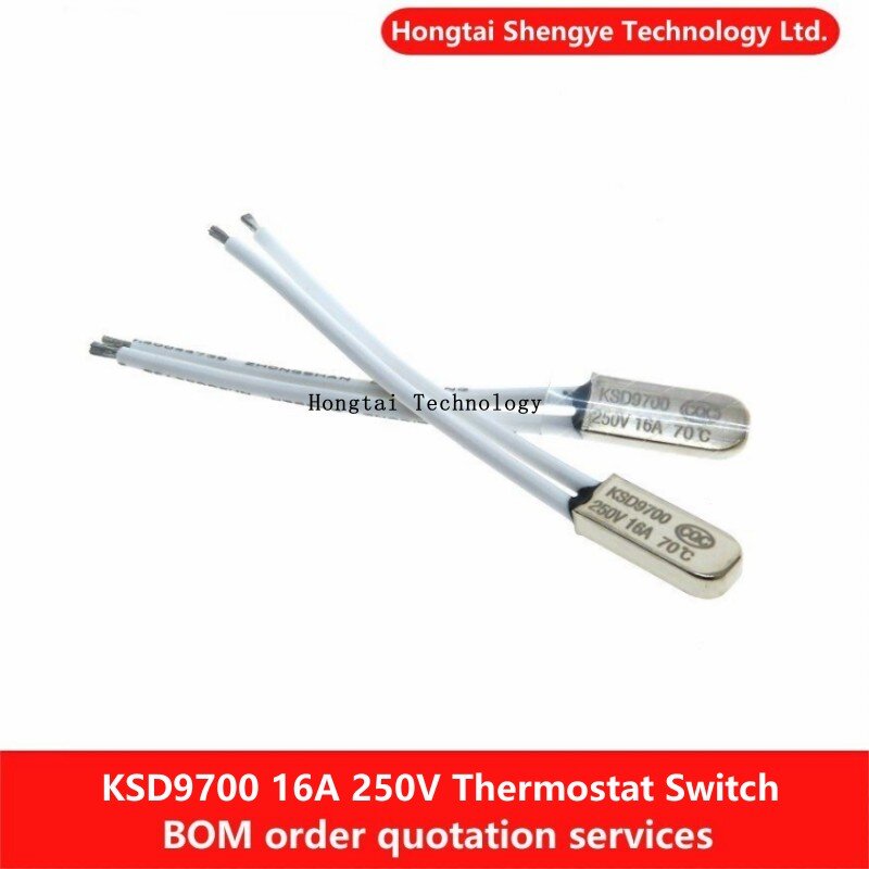 مفتاح درجة حرارة الرقاقة المعدنية ، ترموستات مغلق عادة ، حماية ، KSD9700 ، 50 ، 60 ، 80 ، 95 ، 125C-150 ، 170 درجة ، 10A ، 250 فولت
