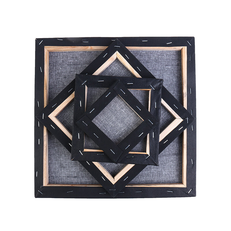Toile d'artiste vierge carrée noire pour peinture à l'huile, cadre de planche en bois, peinture acrylique apprêtée, cadeau de fête des enfants bricolage, 1PC