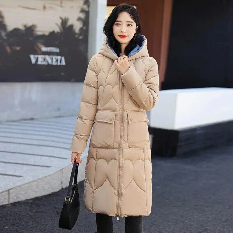 2023 New Double-Sided Dressing Winter Jacket Women  Down Cotton Jacket Loose OutwearLady Long Hooded Overcoat Warm Female Parkas