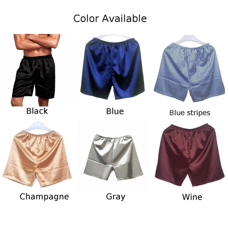 New Men's Casual Loose Home Nightwear Satin Smooth Comfortable Boxers Shorts Sleepwear Seamless Sleep Bottoms Underwear