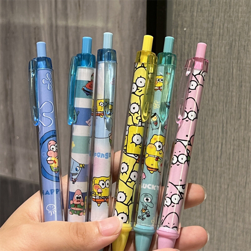 Sponge-Bob Gel Pen 0.5mm Kawaii Cartoon Student Writing Creative Drawing Tools Anime Office School Supply Press Pens Stationery