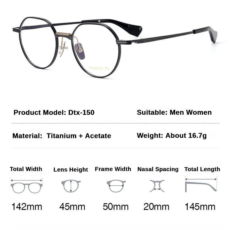 2023 czyste tytanowe oprawki do okularów Vintage mężczyźni wielokątne spolaryzowane okulary przeciwsłoneczne damskie okulary optyczne do czytania oprawki do soczewek spektakl