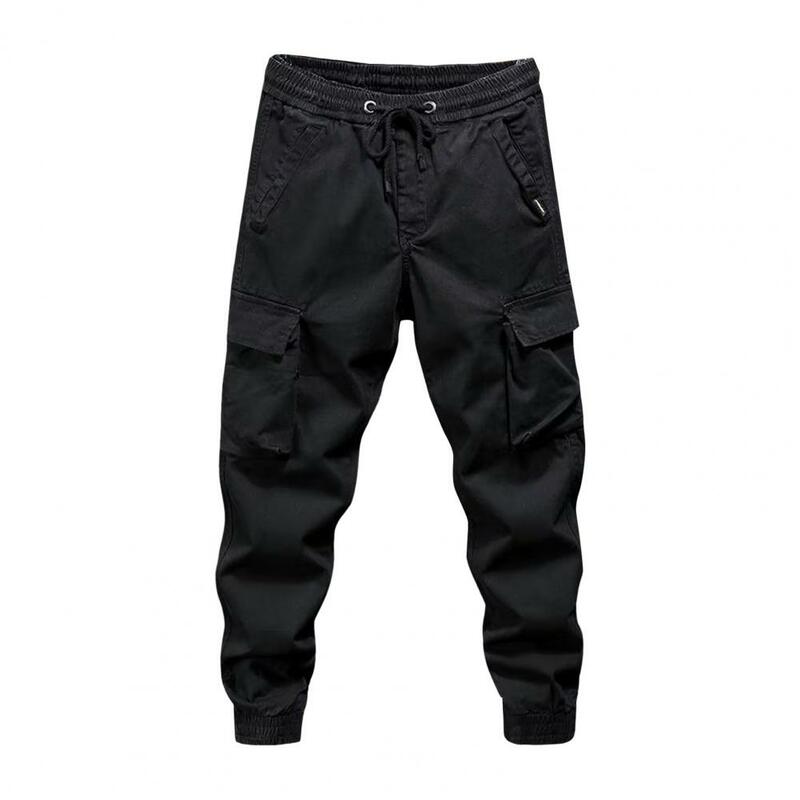 Брюки-карго мужские с эластичным поясом, штаны с завязкой на талии, с несколькими карманами, удобная повседневная спортивная уличная одежда