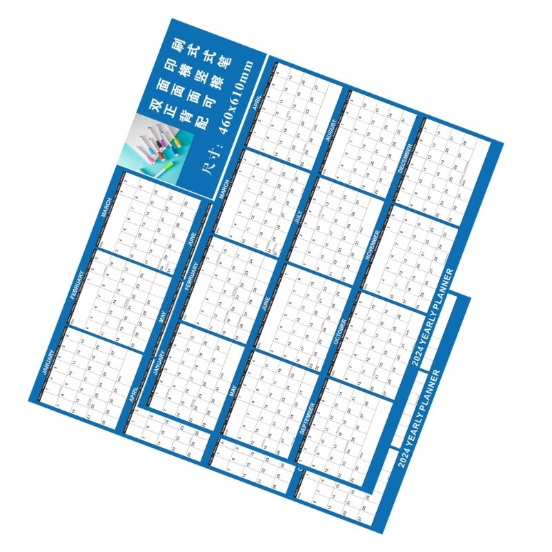 両面壁掛けカレンダー 2024 消去可能な壁掛けカレンダー ご家庭でお手入れ簡単