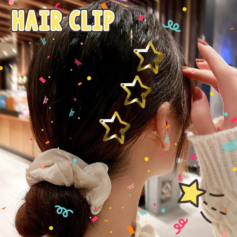 1 Buah jepit rambut bintang lima-sudut jepit rambut logam Glitter Mini jepit rambut perempuan Fashion lucu alat penata rambut anak-anak akses rambut Y9T7