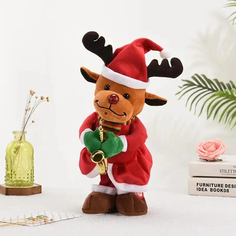 크리스마스 트리 장식 크리스마스 전기 산타 클로스 봉제 인형, 창의적인 음악 크리스마스 장식, 어린이 장난감 선물, 도매