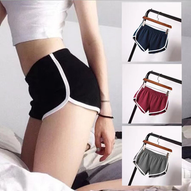 Pantalones cortos informales de cintura alta para mujer, ropa deportiva Sexy Harajuku para playa y Yoga, color blanco y negro