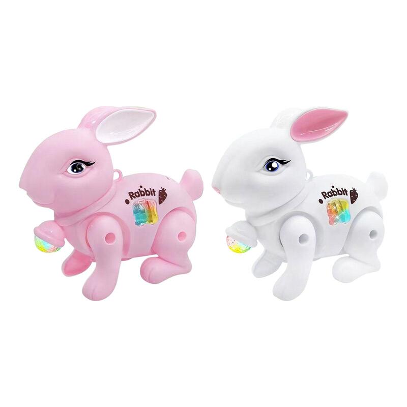 Electric Walking Rabbit Toy Cartoon Early Learning Movements Light up Music Toy