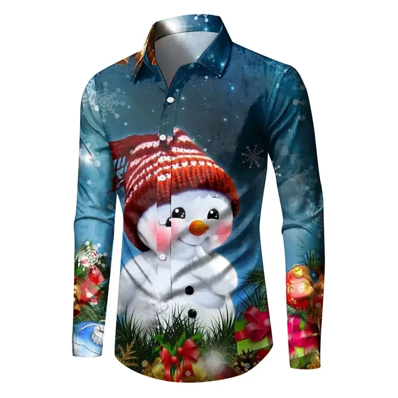 Men's latest party casual popular button lapel suit long sleeve shirt 2023 autumn and winter Christmas tops plus size