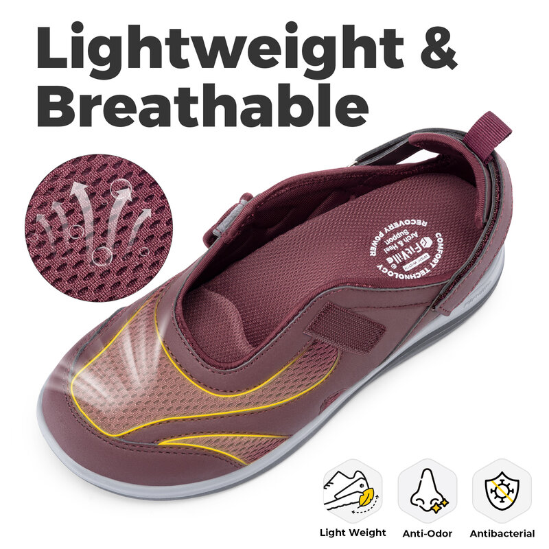 FitVille sandalias Extra anchas para diabéticos, zapatos ajustables y transpirables, soporte para arco de fascitis Plantar para pies hinchados, mujer