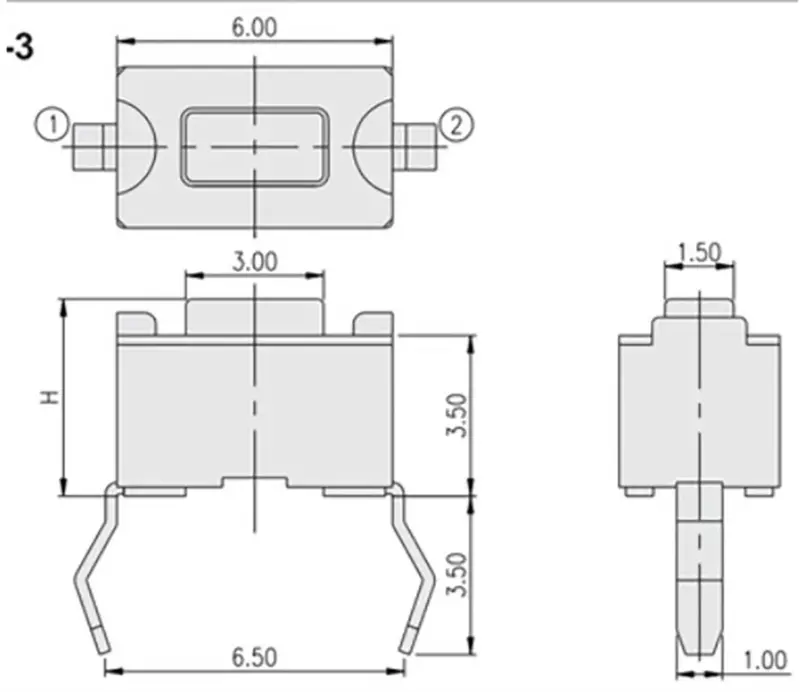 Микропереключатель ECUTOOL тактильная универсальная Кнопка 6*3,5*4,3 мм