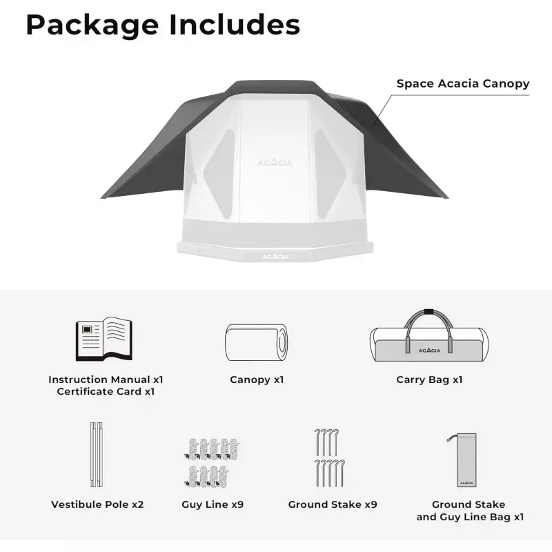 Space Acacia-tienda de campaña personalizada para acampar, carpa impermeable de fácil configuración, 1 puerta, 8 ventanas, 2-3 personas, 6 '10 ''de altura