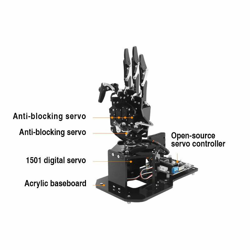 Hiwonder-Robot bionique à main robotique, pigments somatosensoriels, source ouverte, uHand2.0, Ardu37, STM32