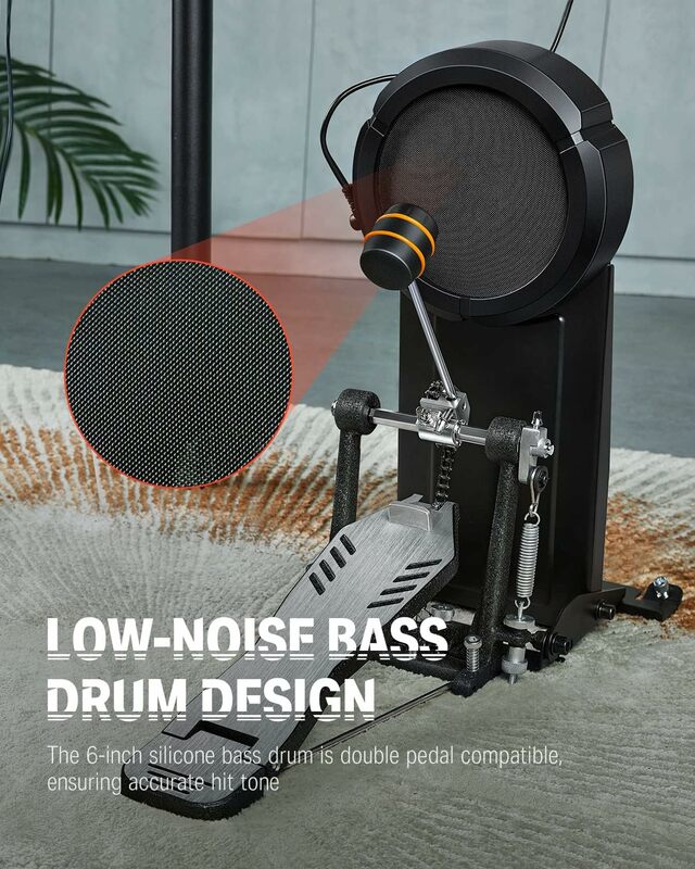 Donner-DED-100 Electric Drum Set, tambor elétrico para iniciantes, intermediário com Dual Zone, Quiet Mesh Drum Pads, Mesh Kick