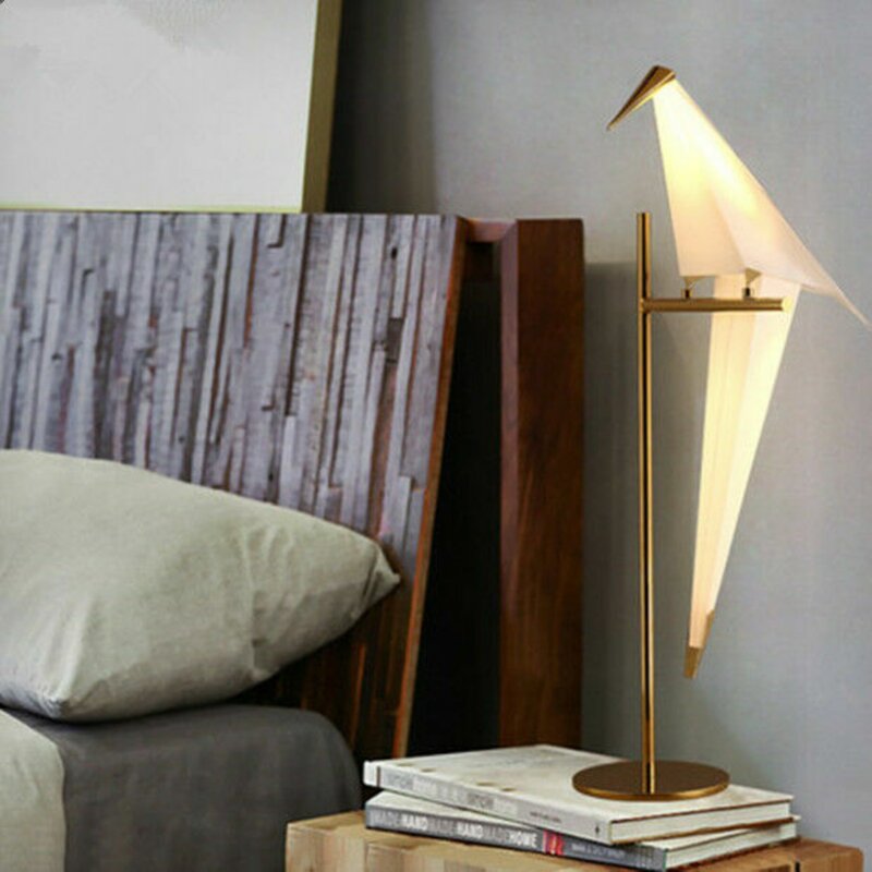 Criativo Ferro Origami Pássaro Candeeiros de Mesa, Luzes noturnas LED para sala de estar, Leitura em casa, US Book Reading