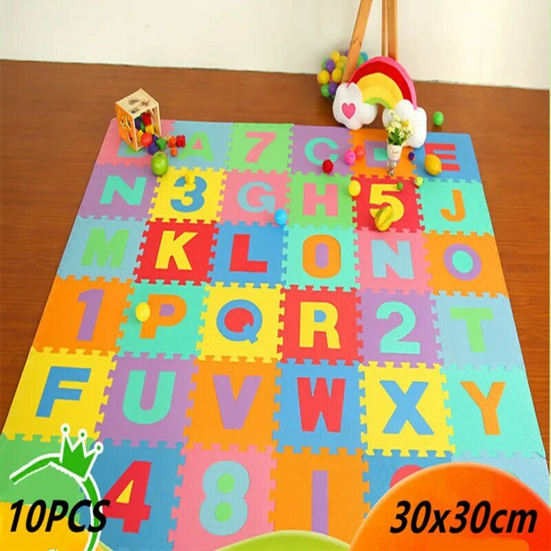 Alfombrillas de juego para bebés, tapete de rompecabezas de 30x30cm, 10 piezas