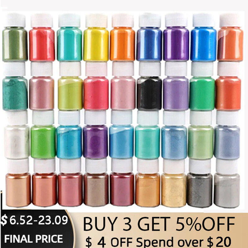 Kits de pigments de résine époxy, 36 couleurs, poudre de Mica naturelle, teinture de perle, bricolage de bijoux, artisanat de savon
