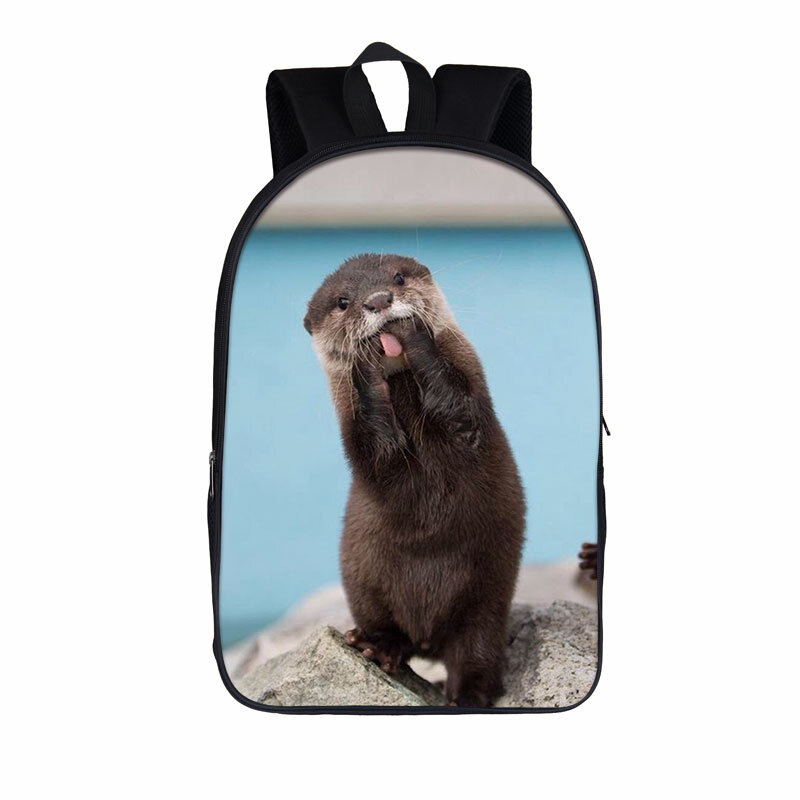 Funny Sea Otters Backpack Kawaii Women Shoulder Bag for Travel Children School Bags Men Laptop Backpacks Kids Daypack Bookbag