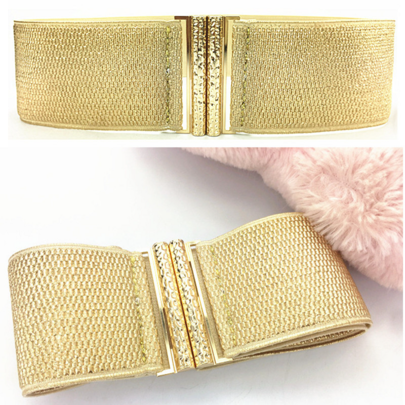 Gold Belt Women Decorative Belt Down Jacket Sweater With Skirt Belt Versatile Skirt Belt Elastic Elastic Wide Waist Seal