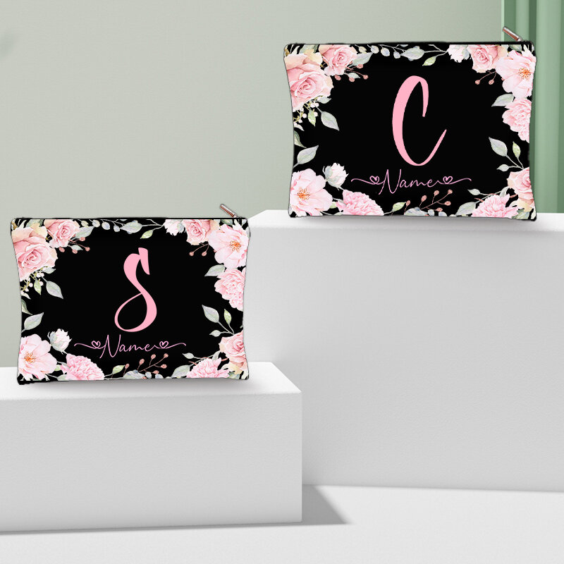 Personalização floral Make Up Bag para Mulheres, Cosméticos de luxo Organizador Clutch, Glamorous Kits Viagem WC, Vanity Case