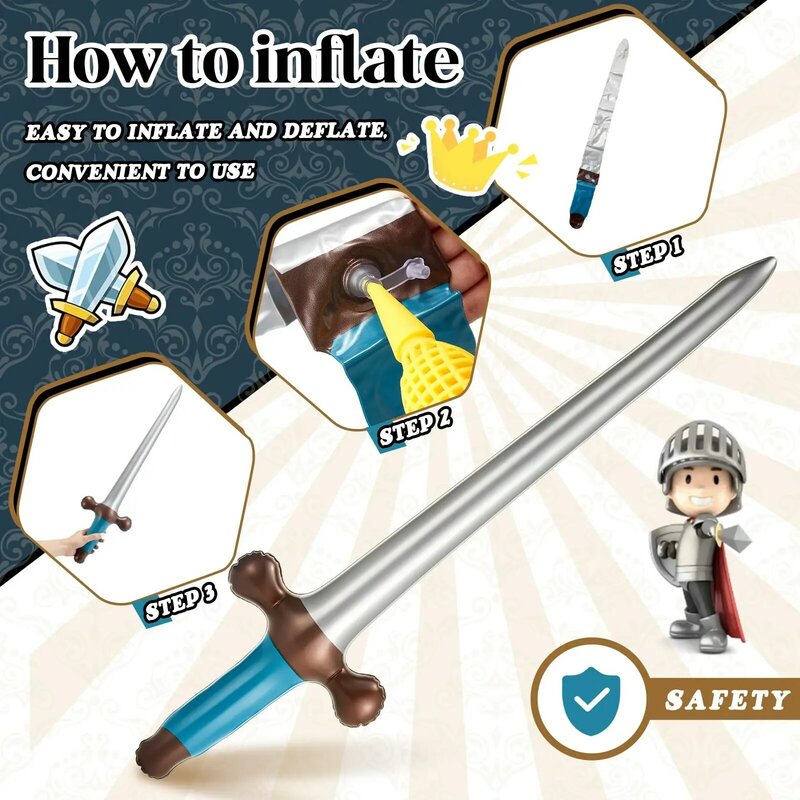 Inflatable Sword Inflatable Pirate Sword Pirate Party Favor for Swimming Pool Party Cosplay Costume Accessorie Stage Prop,24Inch