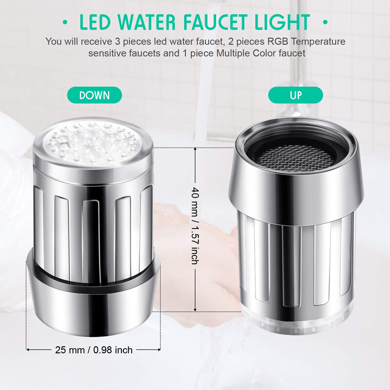 LED wrażliwe na ciepło kran oszczędzanie wody kuchnia łazienka czujnik 7 zmienia kolor kran głowica Aerator Tap dysza prysznic